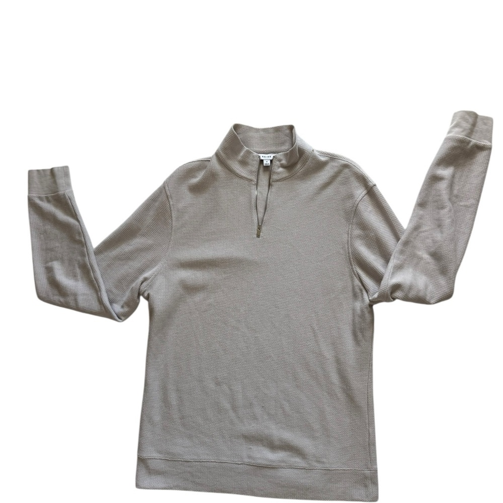 Reiss Men's Light Beige Zip-Up Sweater